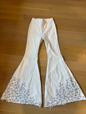 We The Free White Boot Cut Star Flare Jeans